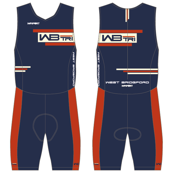 West Bridgford Tri Mens Tri Suit - Back  Zip - With Mesh Pockets