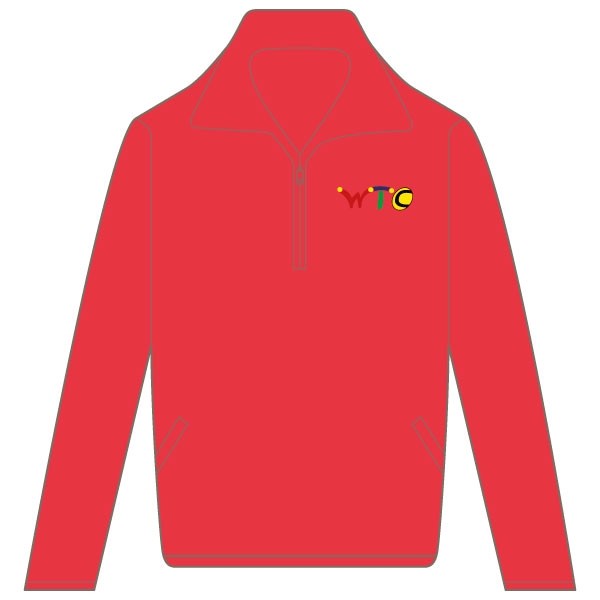 Washingborough Tennis Club Adult Zip Neck Sweatshirt - Red