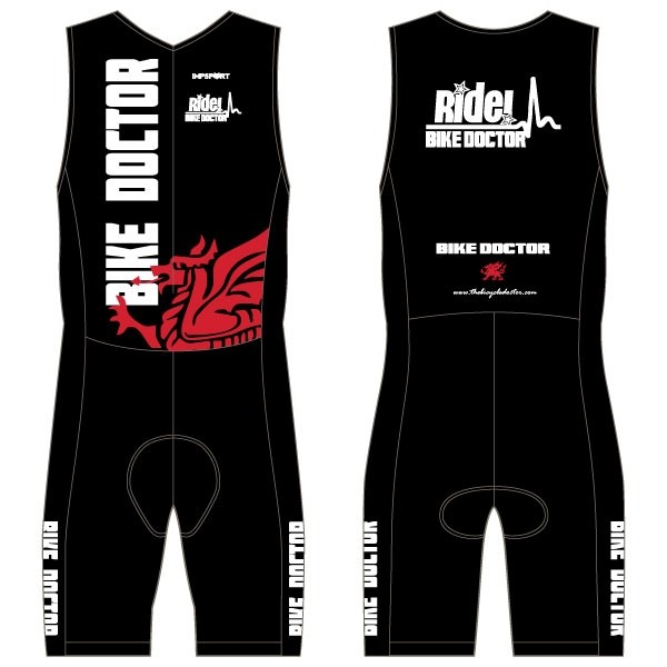 Bike Doctor - Black Design Men's Tri Suit - no Pockets