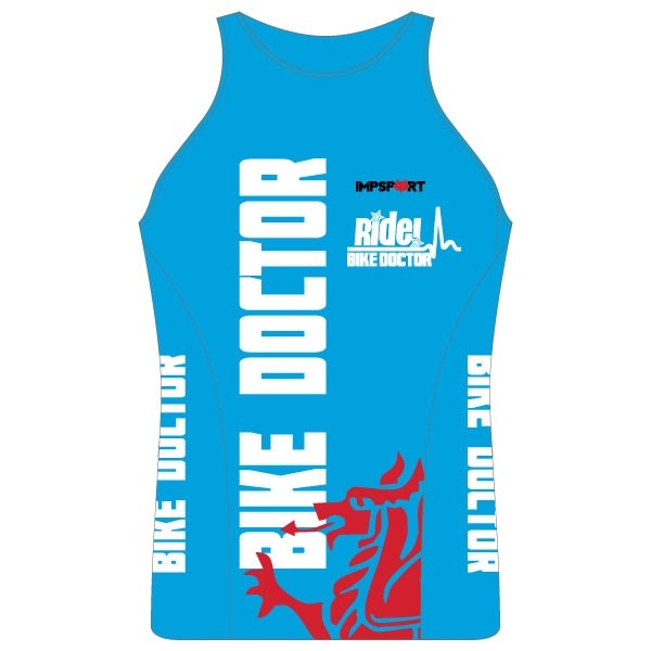 Bike Doctor - Blue Design Ladies Tri Top with Pocket