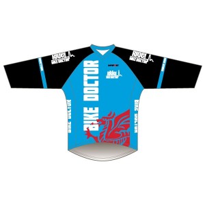 Bike Doctor - Blue Design Long Sleeve Coolcore T-Shirt V Neck